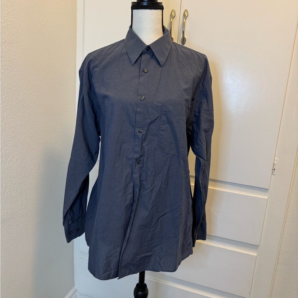 Dark Blue Calvin Klein Button-Up Shirt - Picture 1 of 4